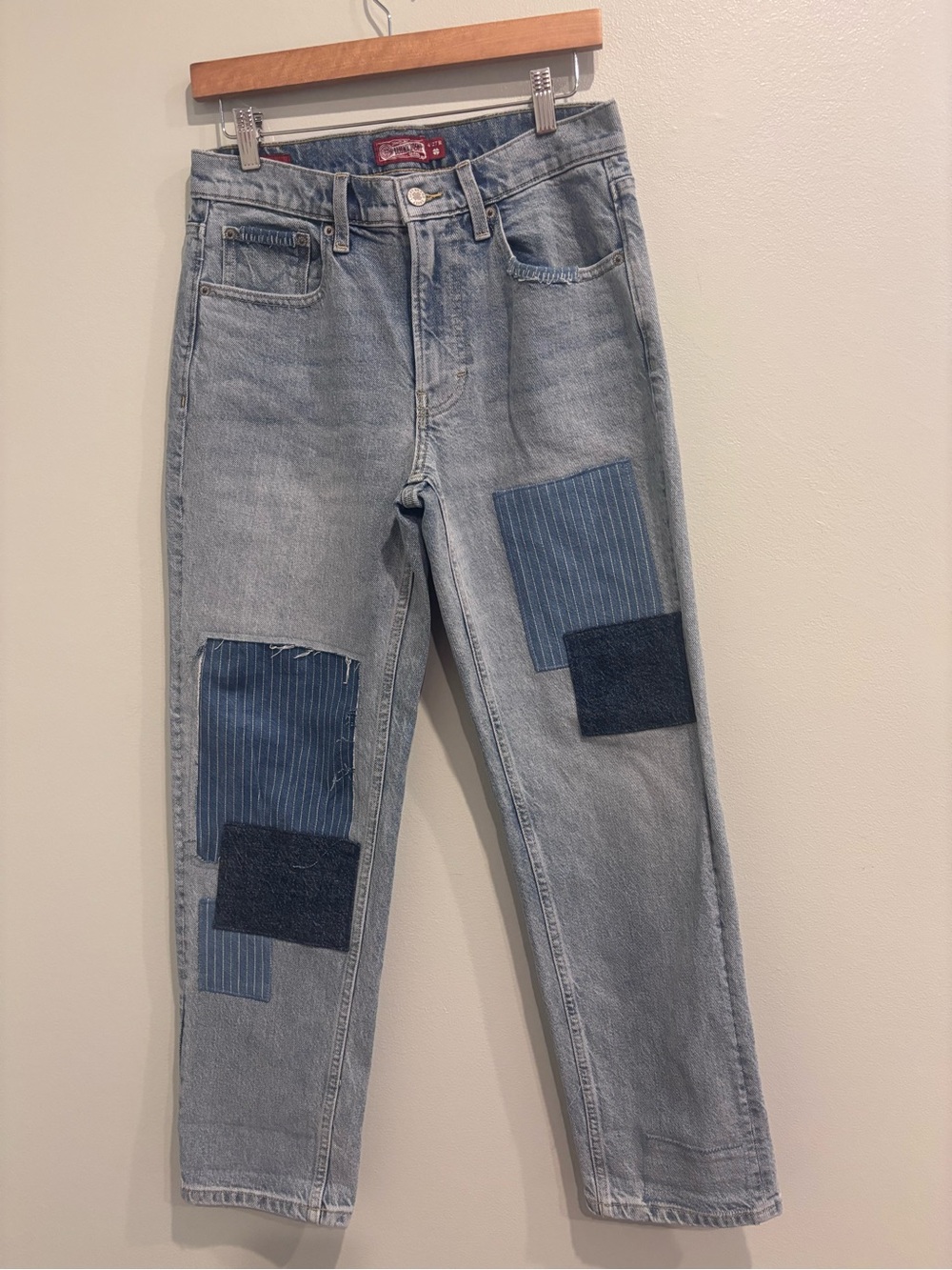 Lucky Brand Light Blue Patchwork Boyfriend Jeans